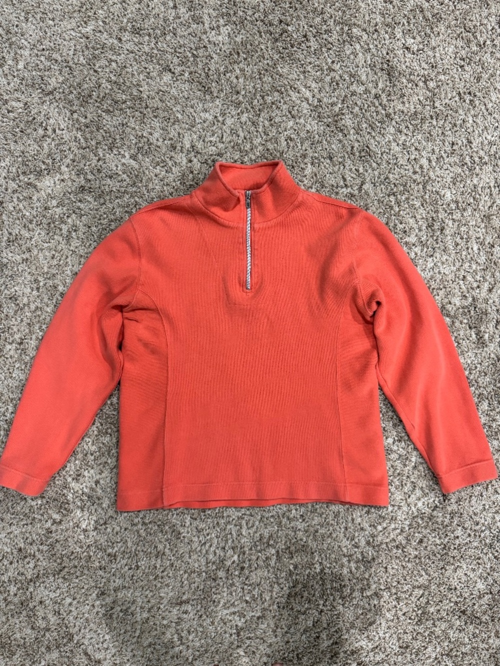 Tommy Hilfiger coral/salmon-colored quarter-zip fleece pullover medium